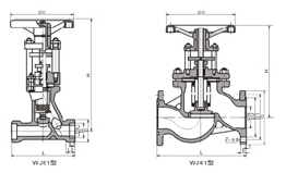 WJ41H、WJ41W 型 PN16~PN40 波紋管截止閥結構圖片